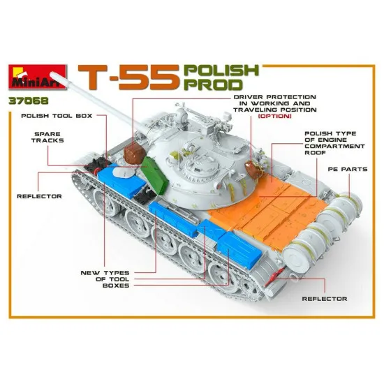 Miniart 37068 - 1/35 Soviet Medium Tank T-55A Early Mod. 1965 Plastic Model Kit