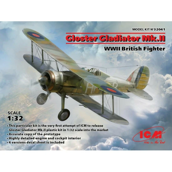 ICM 32041 -1/32 Gloster Gladiator Mk.II, WWII British Fighter Plastic Model