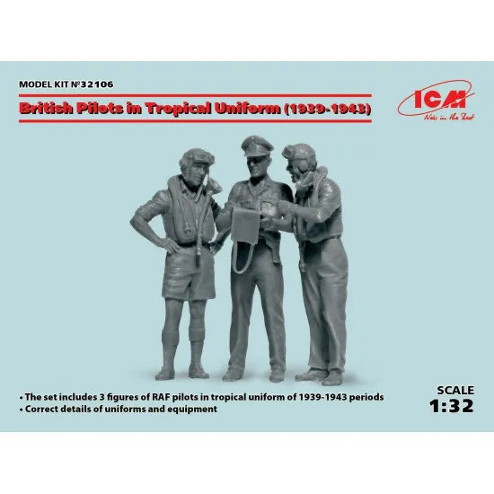 ICM 32106 - 1/32 British Pilots in Tropical Uniform (1939-1943) (3 figures)
