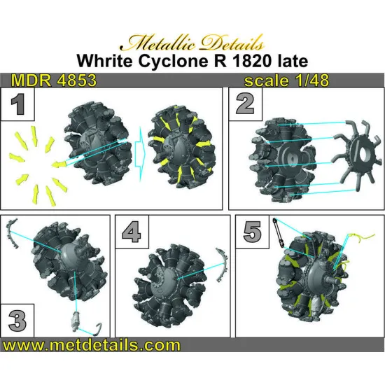 Metallic Details MDR4853 - 1/48 - Wright R-1820 Cyclone late Photo-etched