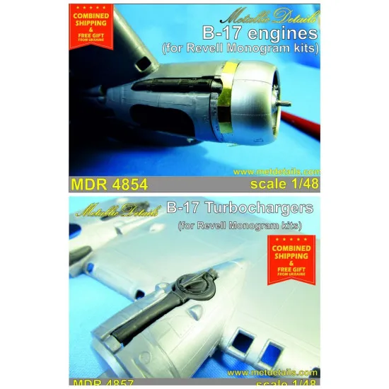 Bundle lot of Metallic Details MDR4854 + MDR4857 1/48 Boeing B-17 Engines + Turbochargers for Revell / Monogram kits