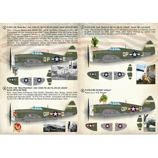 Print Scale 72-385 - 1/72 Decal For Republic P-47 Thunderbolt, (Aircraft decal)