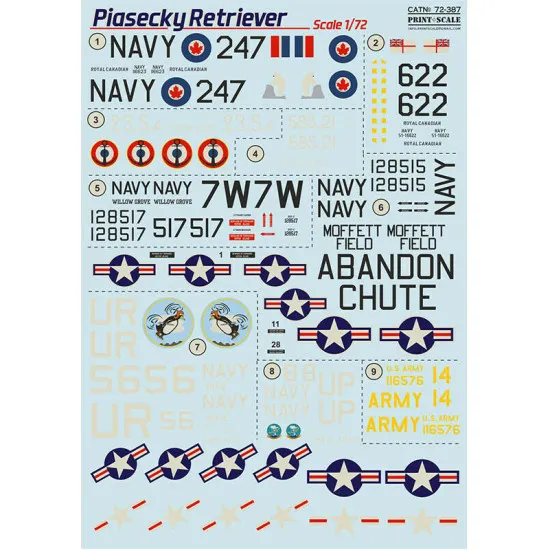 Print Scale 72-387 - 1/72 Piasecky Retriever (wet decal for aircraft)