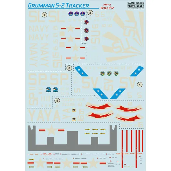 Print Scale 72-389 - 1/72 Grumman S-2 Tracker Part-2 (wet decal for aircraft)