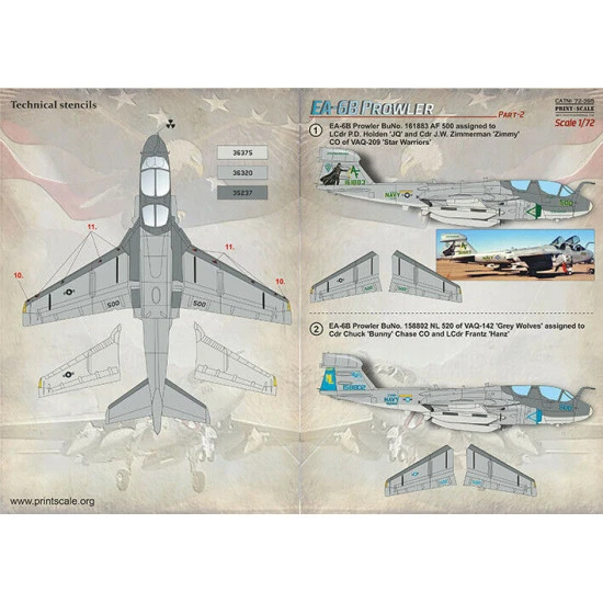 Print Scale 72-395 - 1/72 EA-6B Prowler Part 2 (wet decal for aircraft)