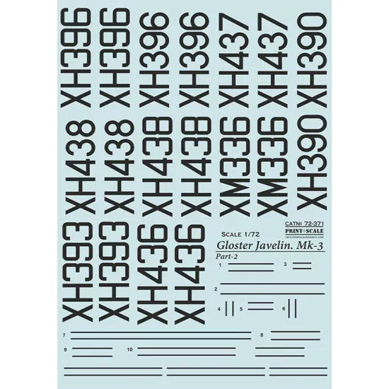 Print Scale 72-371 - 1/72 Gloster Javelin Mk-3 Part 2 (wet decal for aircraft)