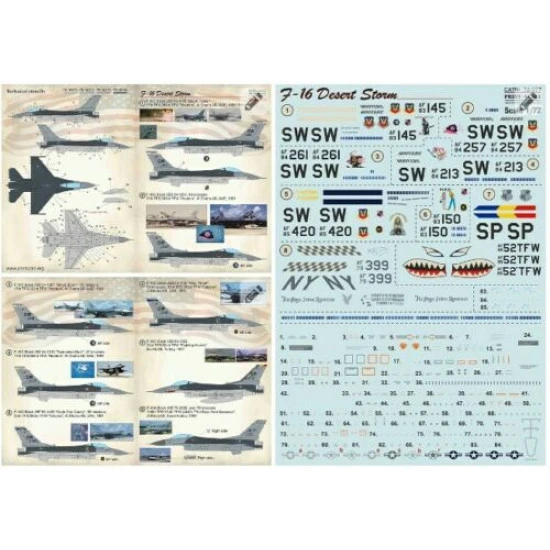 Print Scale 72-377 - 1/72 F-16 Desert Storm (wet decal for aircraft)