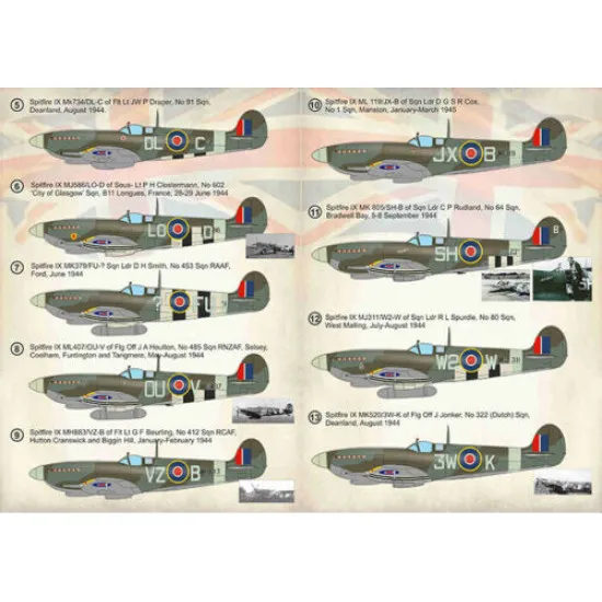 Print Scale 72-382 - 1/72 Spitfire Aces of Northwest Europe 1944-45 Part 1 (wet decal for aircraft)