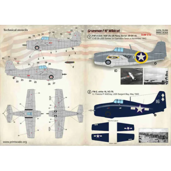 Print Scale 72-384 - 1/72 Gruman F4F Wildcat (wet decal for aircraft)