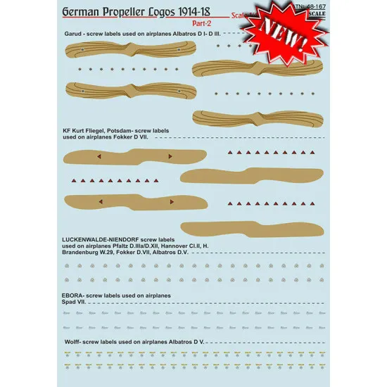 Print Scale 48-167 - 1/48 Logos of German propellers of World War 1 Part 2 (wet decal for aircraft)