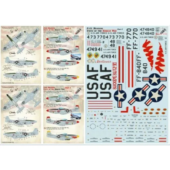 Print Scale 48-171 - 1/48 F-51 Mustang. Units of the Korean War Part 2 (wet decal for aircraft)