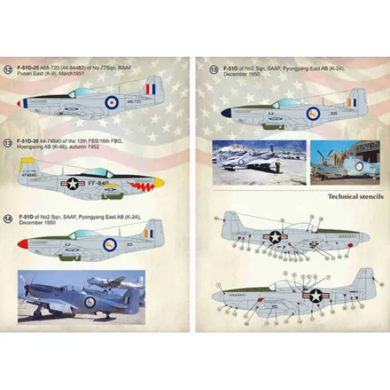 Print Scale 144-022 - 1/144 F-51 Mustang. Units of the Korean War wet decal for aircraft