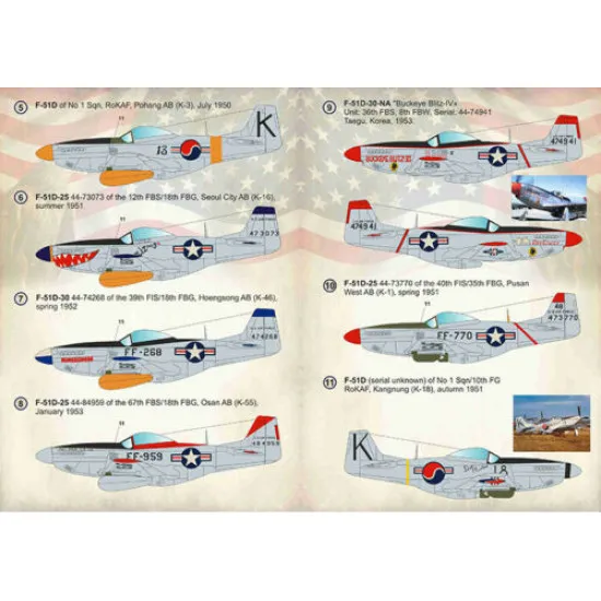 Print Scale 144-022 - 1/144 F-51 Mustang. Units of the Korean War wet decal for aircraft