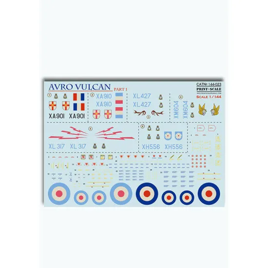 Print Scale 144-023 - 1/144 scale - Avro Vulcan Part 1 Decal for aircraft
