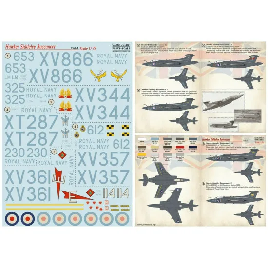Print Scale 72-401- 1/72 sacle - Hawker Siddeley Buccaneer, Decal for aircraft