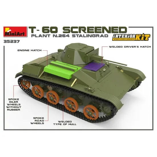 Miniart 35237 - 1/35 - T-60 SCREENED (PLANT NO.264 STALINGRAD) Interior kit