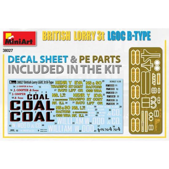 Miniart 38027 - 1/35 BRITISH LORRY 3T LGOC B-TYPE Plastic model kit 196 mm