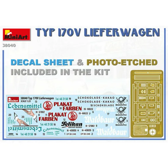 Miniart 38040 - 1/35 TYP 170V LIEFERWAGEN Plastic model kit 122 mm