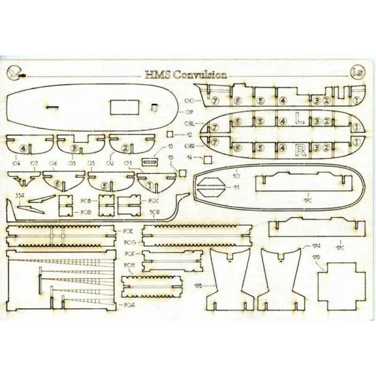 Laser Cutting for Orel 293/2 Bombardier ketch Convulsion 1/200 Navy, United Kingdom, 1804