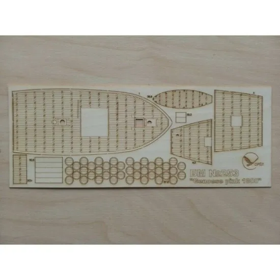 Wooden veneer decks for Orel 254/3 Genoese pink 1/100 Civil Fleet, Italy