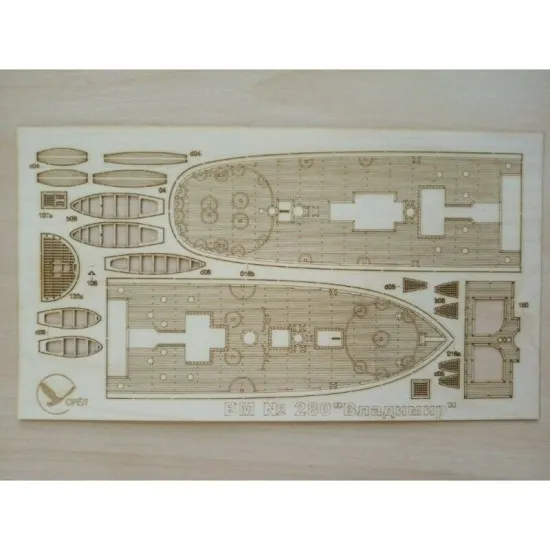 Wooden veneer decks for Orel 280/3 Steamboat frigate Vladimir 1/200 Navy, Russia, 1850