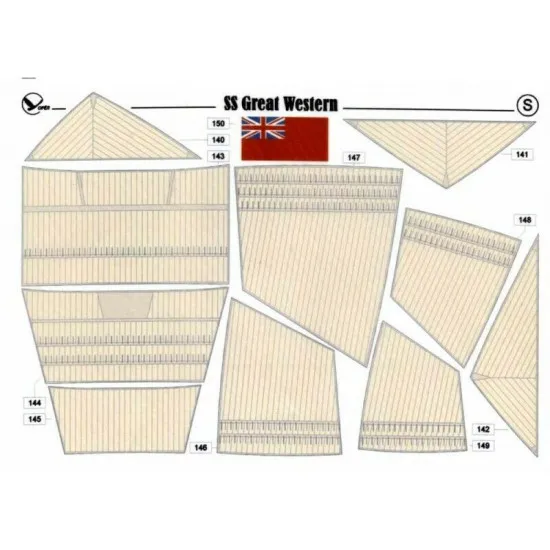 Set of fabric sails for Orel 292/4 Passenger ship Great Western 1/200 Civil Fleet United Kingdom, 1838