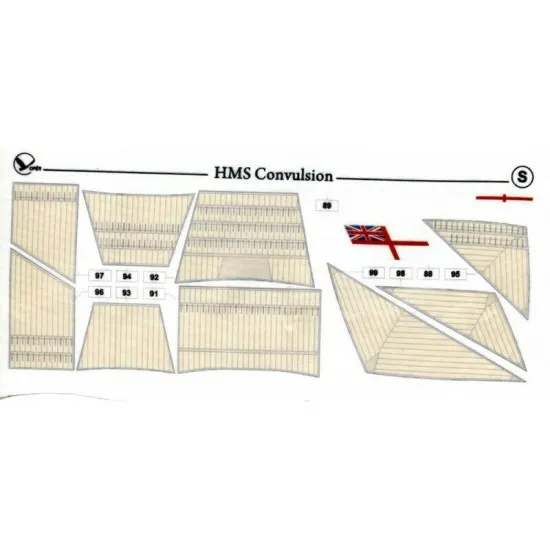 Set of fabric sails for Orel 293/4 Bombardier ketch Convulsion 1/200 Navy, United Kingdom, 1804