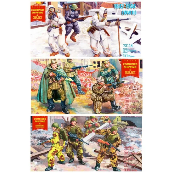 Bundle lot of 3 Mars Figures 72114 72115 72116 Russian Infantry WW II 1/72 scale