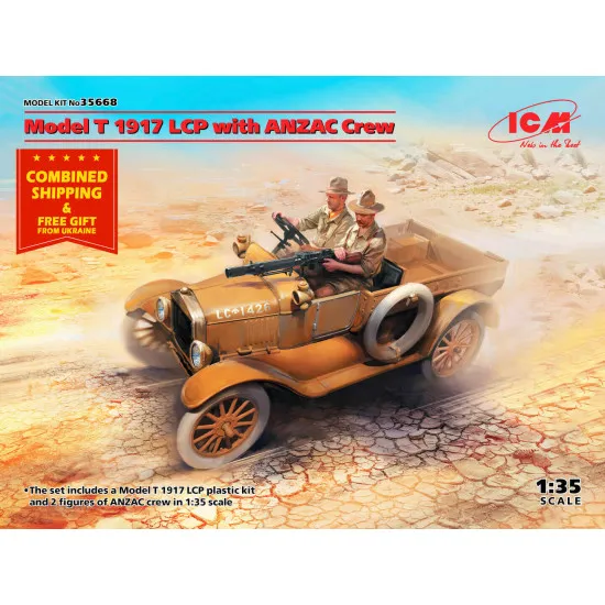 ICM 35668 - 1/35 - Model T 1917 LCP with ANZAC Crew 2 figures Plastic model kit