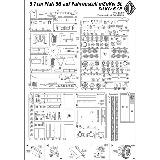ACE 72573 - 1/72 - 3,7cm Flak 36 auf Fahrgestell mZgKw 5t Sd.Kfz.6/2