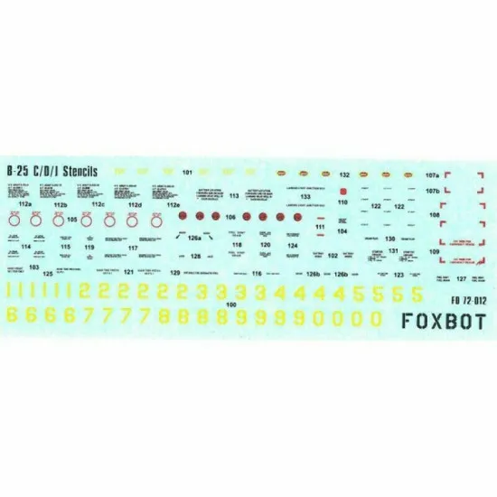 Decal for North American B-25C/D Mitchell Pin-Up Nose Art and Stencils 1/72 Scale Foxbot 72-023, Part 1