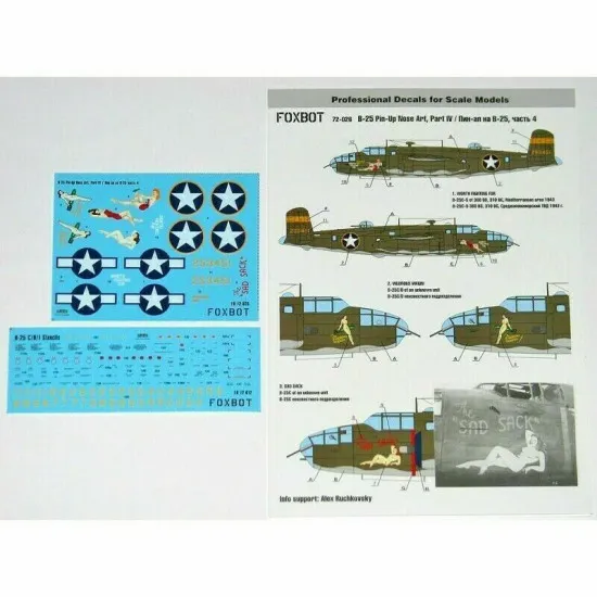 Decal for North American B-25C/D Mitchell Pin-Up Nose Art and Stencils 1/72 Scale Foxbot 72-026 Part 4