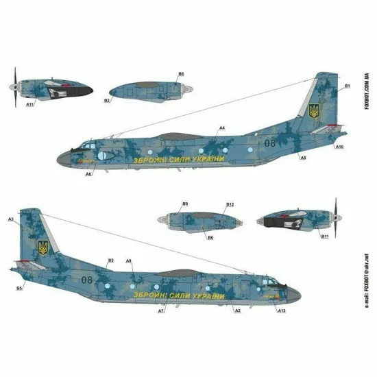Masks for Antonov An-26, Ukranian Air Forces, digital camouflage (Use + Foxbot Decal) 1/72 Scale Foxbot FM 72-014