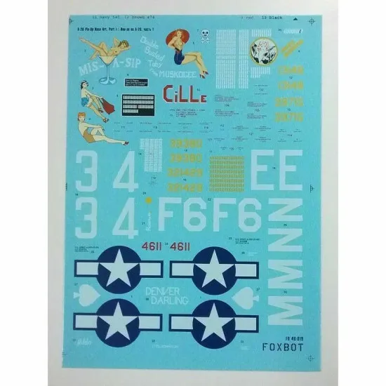 Decals for Douglas A-20 Boston Pin-Up Nose Art 1/48 Scale Foxbot 48-019A Part 1 (Stencils not included)