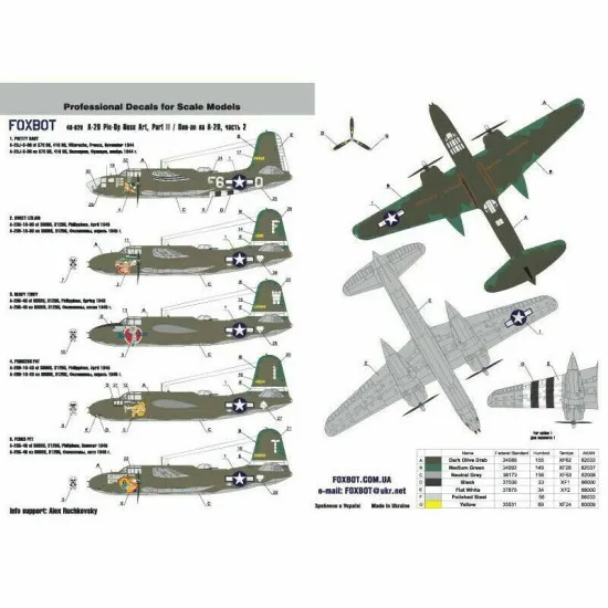 Douglas A-20 Boston Pin-Up Nose Art and Stencils 1/48 Scale Foxbot 48-020 Part 2