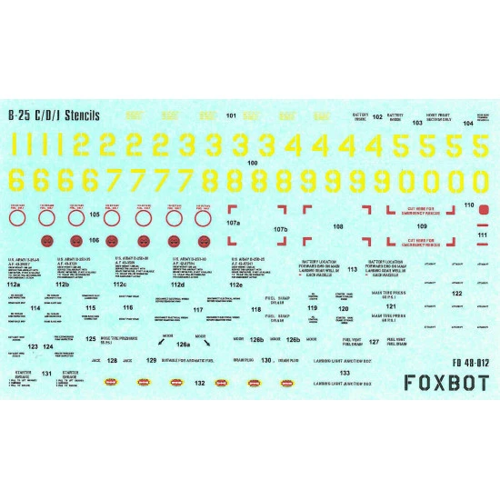 Decals for North American B-25C/D Mitchell Pin-Up Nose Art and Stencils 1/48 Scale Foxbot 48-039 Part 1