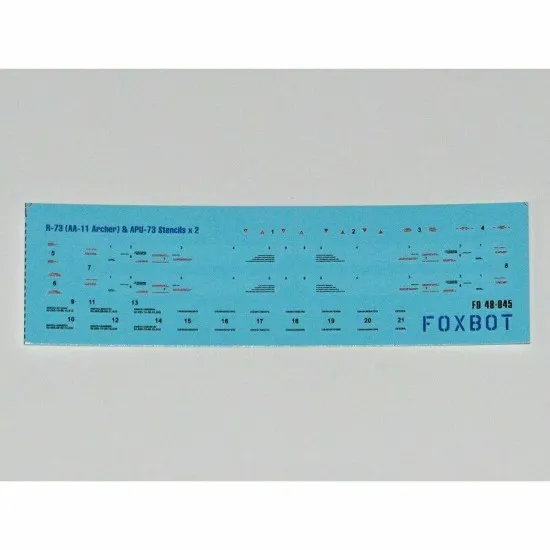 Decals for Soviet Missile R-73 (AA-11 Archer) + APU-73 Stencils 1/48 Scale Foxbot 48-045