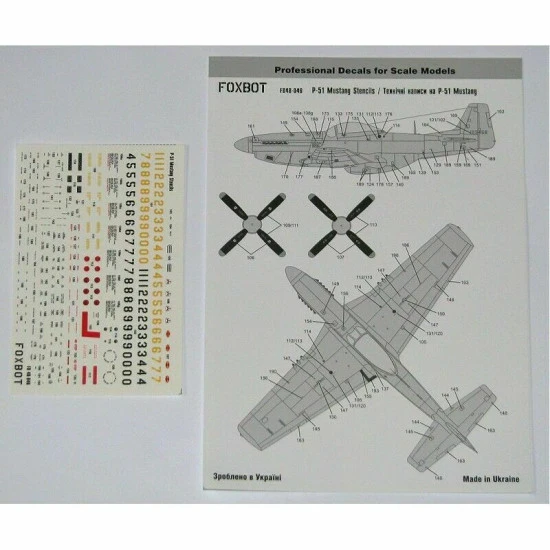 Decals for Stencils for North American P-51 Mustang 1/48 Scale Foxbot 48-046
