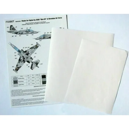 Us Stock Digital Masks For Su-25ub Blue 62, Ukranian Air Forces, Digital Camouflage Use/Foxbot Decal 1/48 Scale Foxbot Fm 48-010