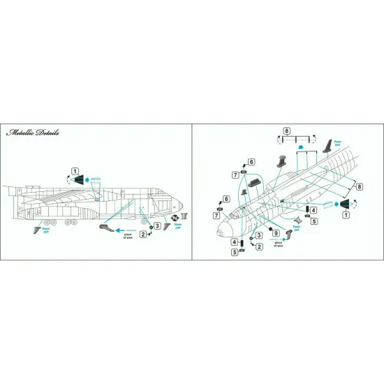 Bundle lot of Metallic Details MD14434+MD14435 C-5B Galaxy + Antennas,Wheel bays