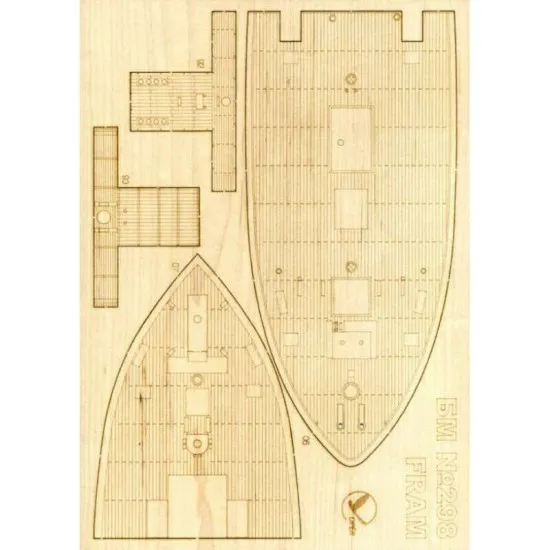 Wooden veneer decks for Orel 298/3 Polar ship Fram 1/100 Civil Fleet, Norway, 1909