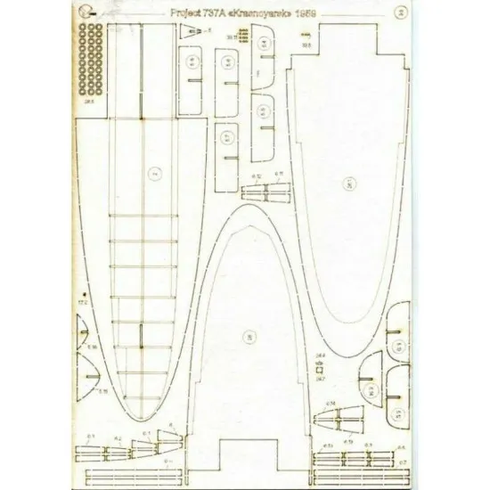 Laser Cutting for Orel 302/2 Steamboat Krasnoyarsk 1/200 Civil Fleet, USSR, 1959