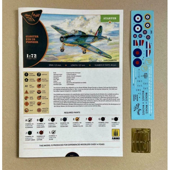 Clear Prop CP72007 - 1/72 Gloster E28/39 Pioneer scale model kit, Length 107 mm