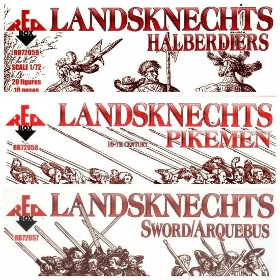 Bundle lot of Red Box Landsknechts 16 Century 72057+72058+72059 1/72 scale