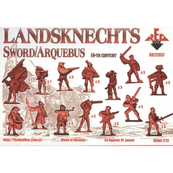 Bundle lot of Red Box Landsknechts 16 Century 72057+72058+72059 1/72 scale