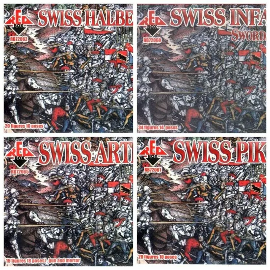 Bundle lot of Red Box Swiss soldiers 4 kits 72060+72061+72062+72065 1/72 scale