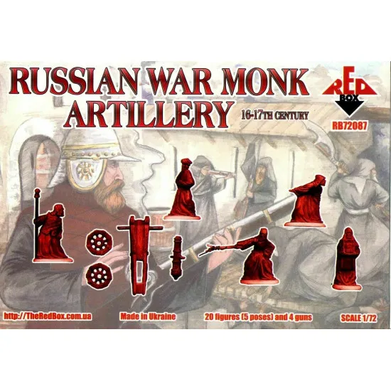 Bundle lot of Red Box Russian War Monk Artillery XVI-XVII 72086+72087 1/72 scale