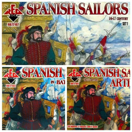 Bundle lot of Red Box Spanish Sailors Set 1,2,3 72102+72103+72104 1/72 Scale