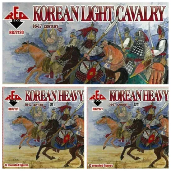 Bundle lot of Red Box Korean Heavy Cavalry XVI-XVII 72120+72121+72122 1/72 scale