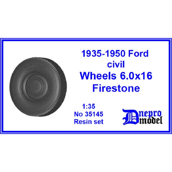 Dnepro Model DM35145 - 1/35, 1935-1950 Ford civil wheels 6.0x16 Firestone